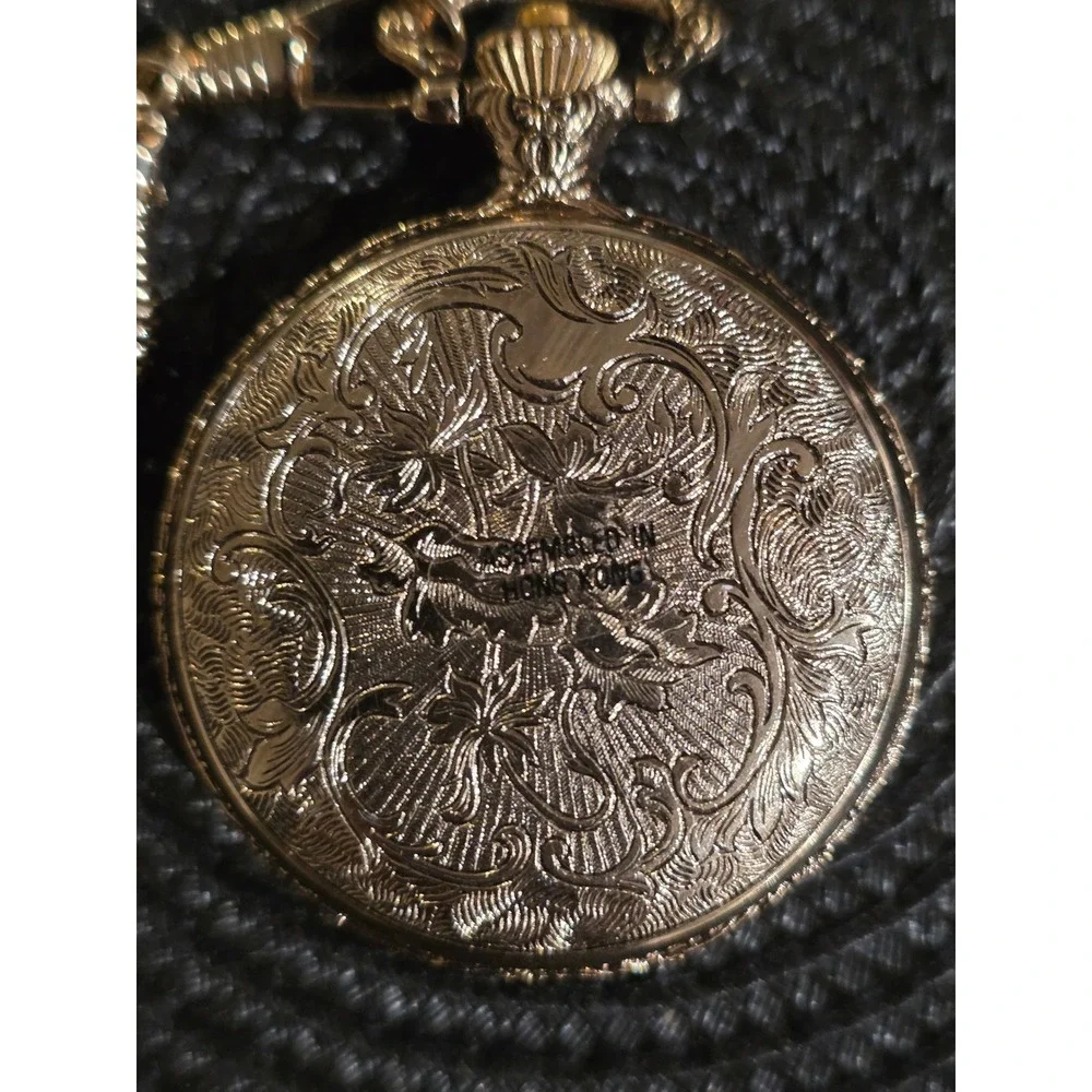 Mens United‎ States Air Force Pocket Watch Gold Tone Chain Keepsake